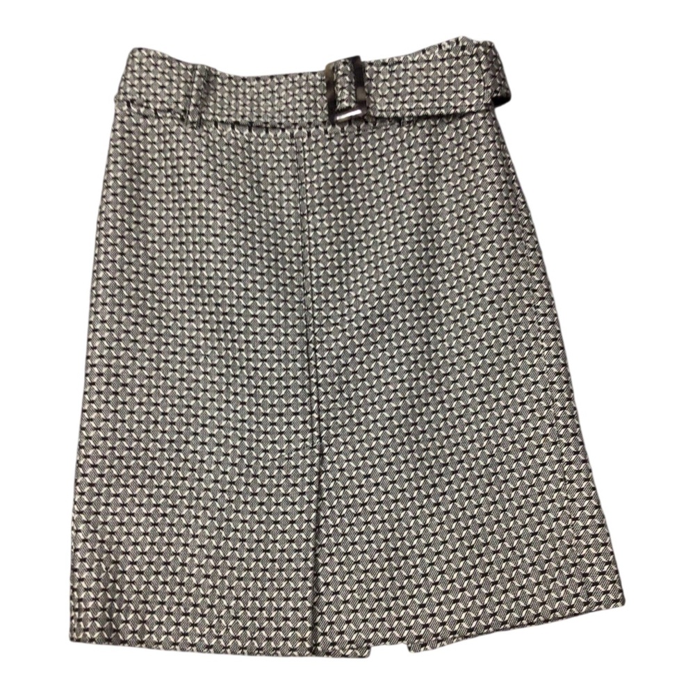 Ann Taylor Geometric A-Line Skirt with Belt Size 0 53% Cotton 47% Virgin Wool